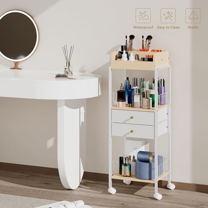 Makeup Organizer Cart Shelf Floor Skincare Organizers Make Up and Station - Image 8
