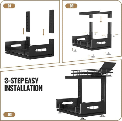 Under Sink Organizer Upgrade To Professional Rails, 2-Tier Dual Pull Out - Image 5