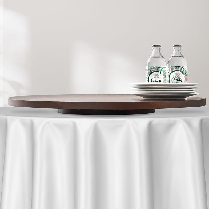 VEVOR 24 in Wood Lazy Susan Turntable, 360° Rotation Round Clear Tabletop - Image 8