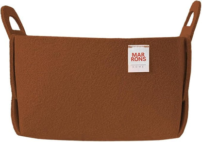 Collapsible Felt BROWN Storage Bin Small 7.1"x5.1"x5.1" – Foldable Basket by MARRONS