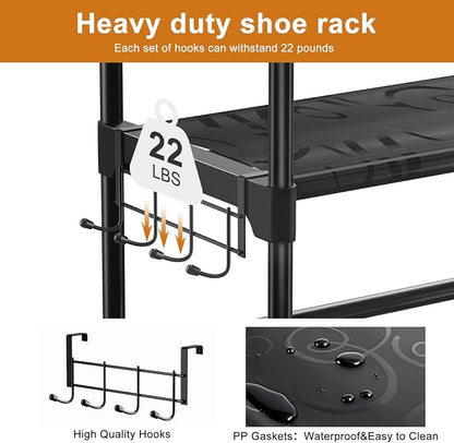 WOWLIVE 9 Tier 2-Column Shoe Rack, 30-35 Pairs Stackable Black | Compact - Image 6