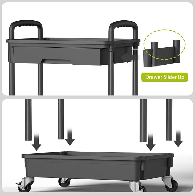 Sorgion 4 Tier Rolling Cart Organizer, Art Craft Diaper Bedside Snack Laundry - Image 5