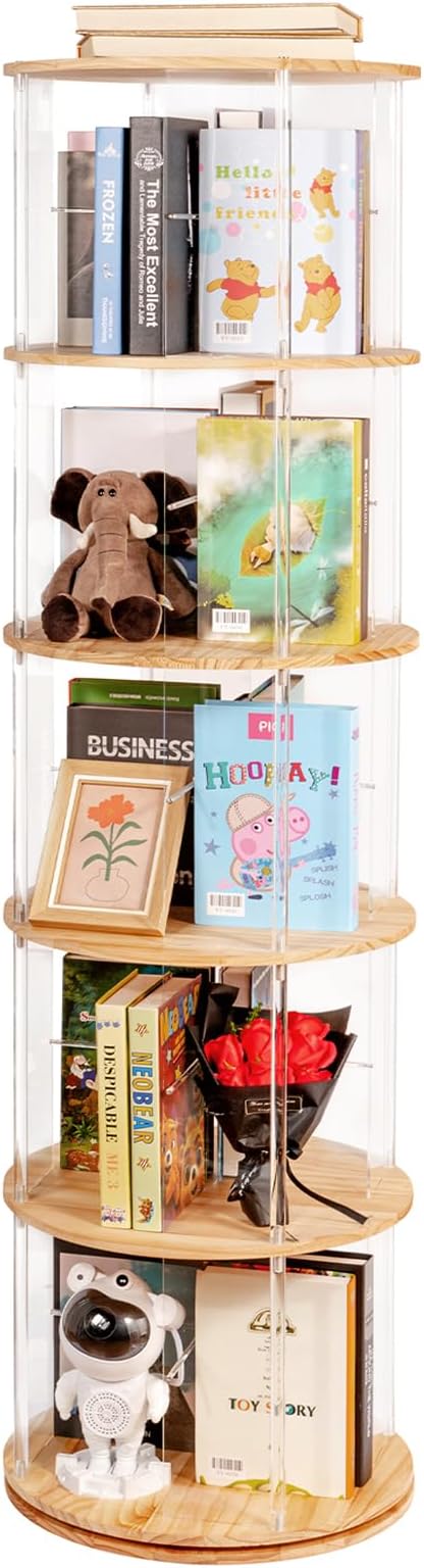 TAKEKIT 360° Rotating Bookshelf, 5-Tier Spinning Book Shelf Tower by TAKEKIT