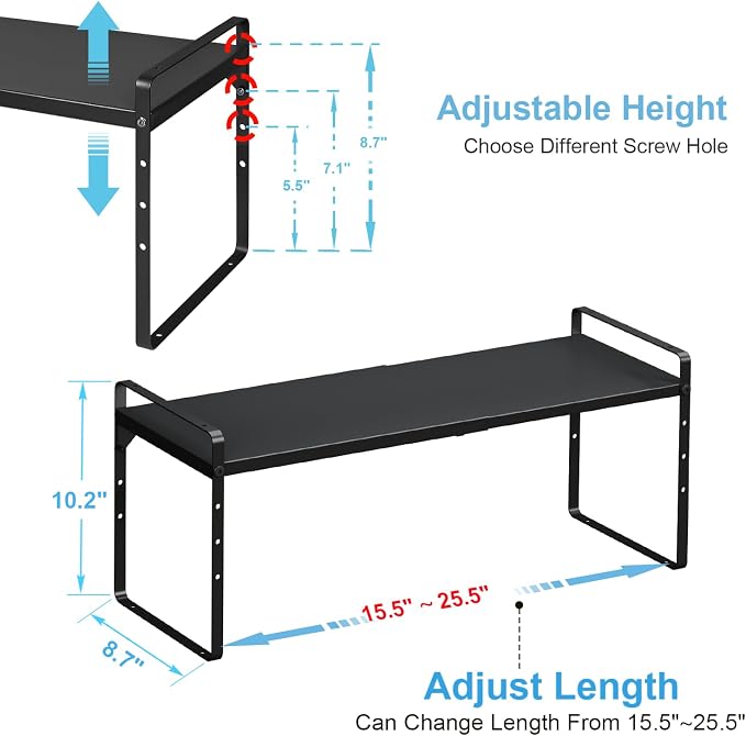15.5 to 25.5 Inch Kitchen Cabinet Shelf Organizers, Adjustable Kitchen Counter - Image 2