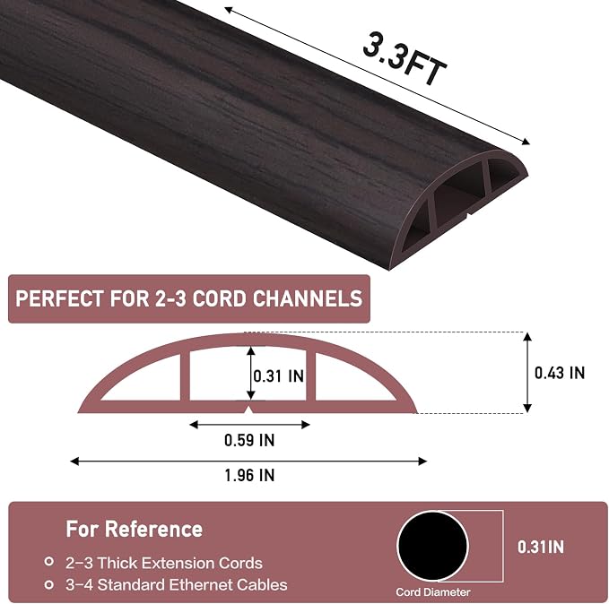 Floor Cord Cover Self Adhesive Cord Hider Floor Extension Cord Covers - Image 2