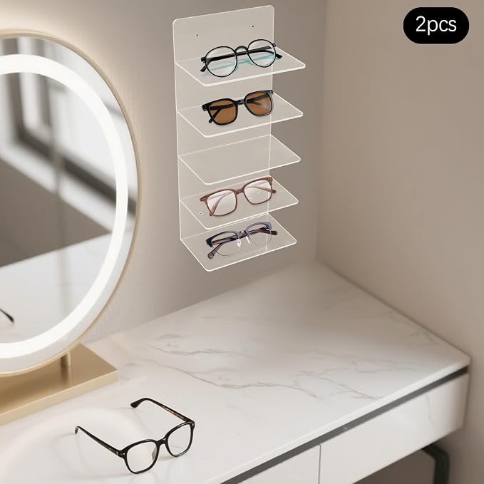 JOMCYDM 2PCS Sunglasses Holder Rack, 5 Tier Eye Glasses Shelf, Optometry Stores - Image 4