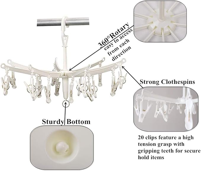 DurReus Foldable Clip Drip Laundry Hanger Portable Plastic Hanging Dryer - Image 3
