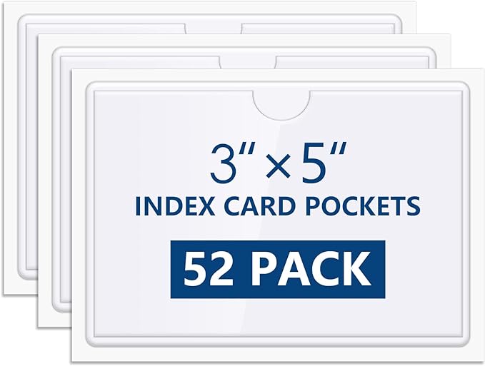 MaxGear 3" x 5" Index Card Holder, 52 Pack Label Holders by MaxGear