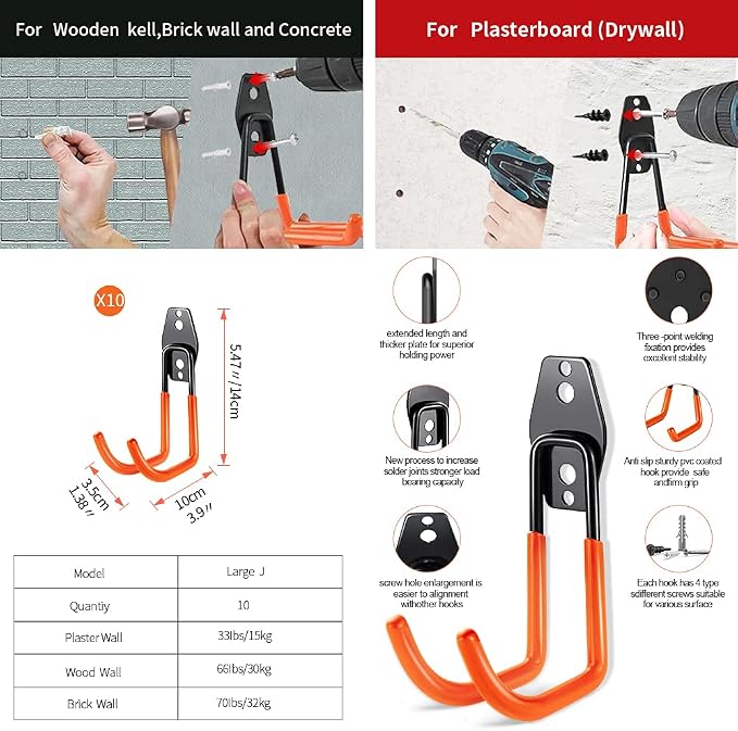 3-H Heavy Duty Garage Hooks - Image 2