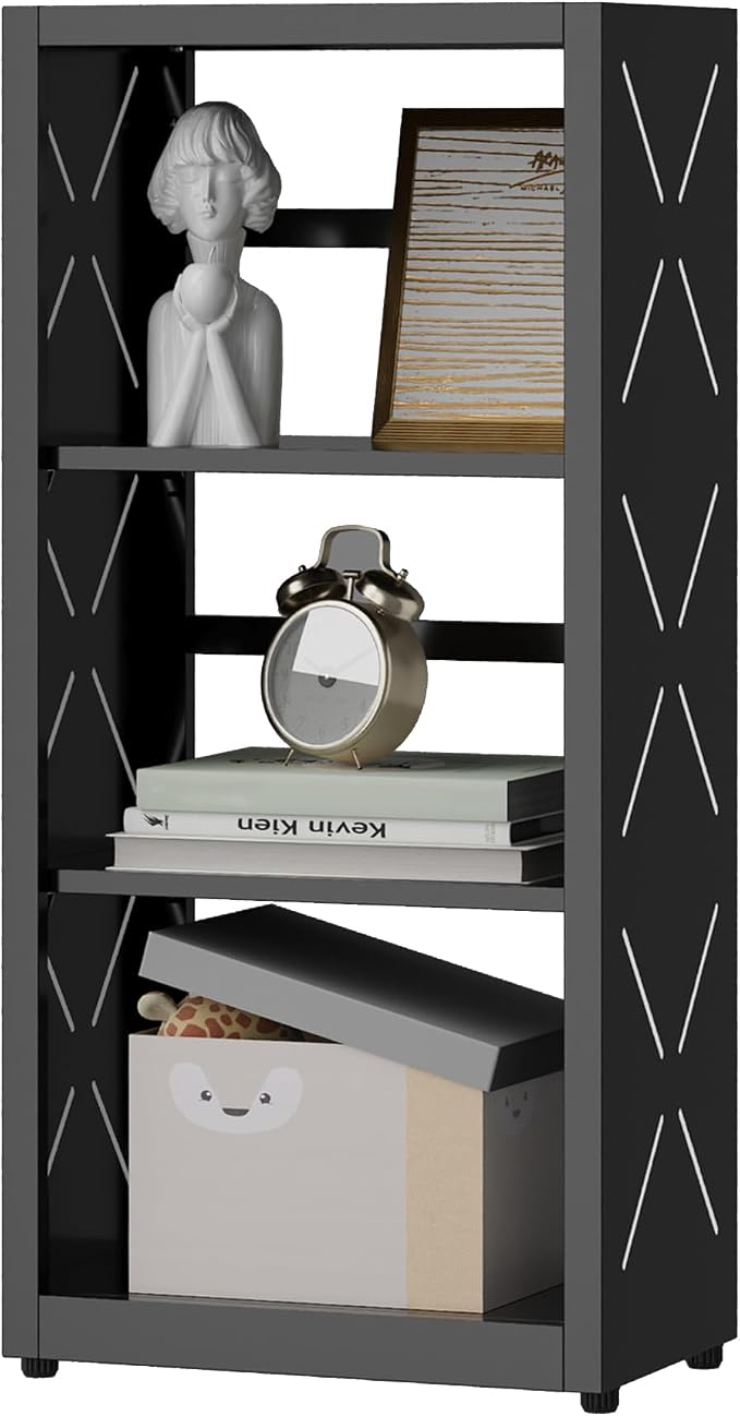 Narrow Bookshelf, 3 Tier Bookcase, Home Office Bookcase Shelf Storage Organizer by Steeloong