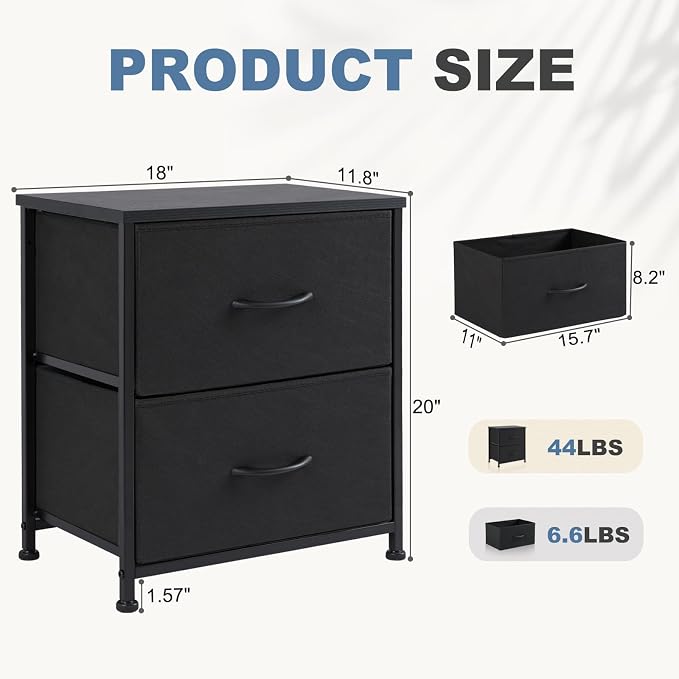 DUMOS Nightstand Set of 2, Small Dresser - Image 3