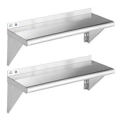 ROCKPOINT Stainless Steel Shelf 10 x 36 Inches 240lb, 2 Pack NSF Metal by ROCKPOINT