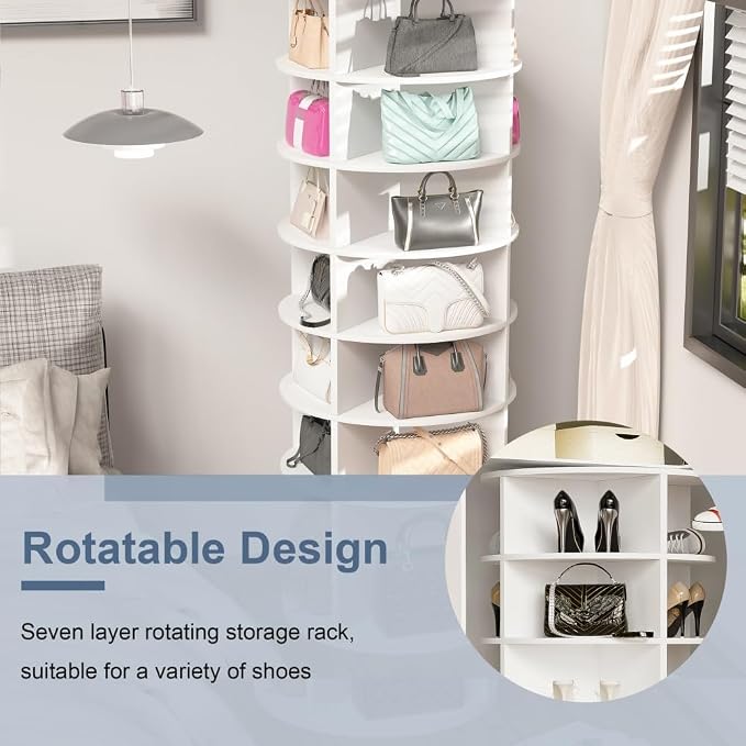Shoe Organizer, 7 Tier Rotating Shoe Rack Tower, Spinning Shoe Display - Image 5