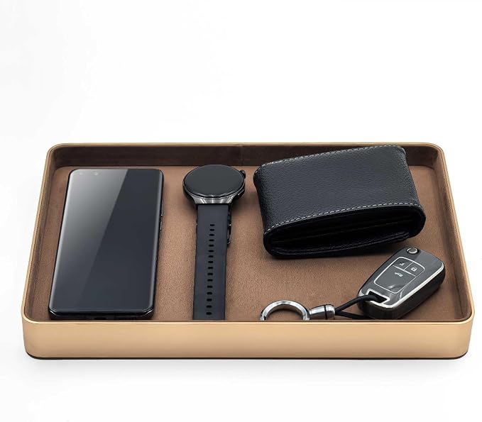 Metal Jewelry Tray, Valet Tray, Bedside Table and Desktop Organizer. It is - Image 5