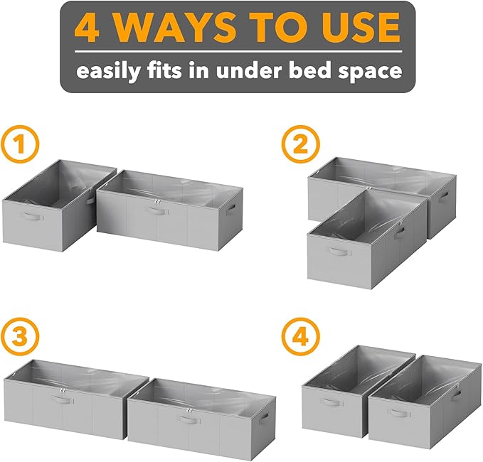 SpaceAid 2 Pack 10" High Under Bed Storage Containers, Large Underbed Storage - Image 6