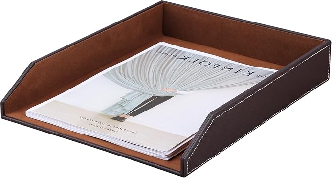KINGFOM Letter Tray, PU Leather Paper Organizer Tray - Image 5