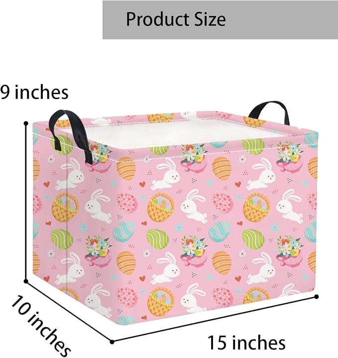 Rectangular Easter Basket for Home Kitchen Baby Girls Basket Cute Storage Bin - Image 2