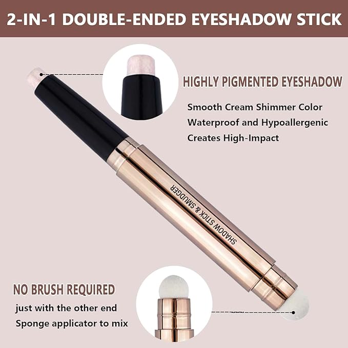 Light Gold Eyeshadow Stick Makeup, Waterproof Hypoallergenic Long Lasting Crayon - Image 3