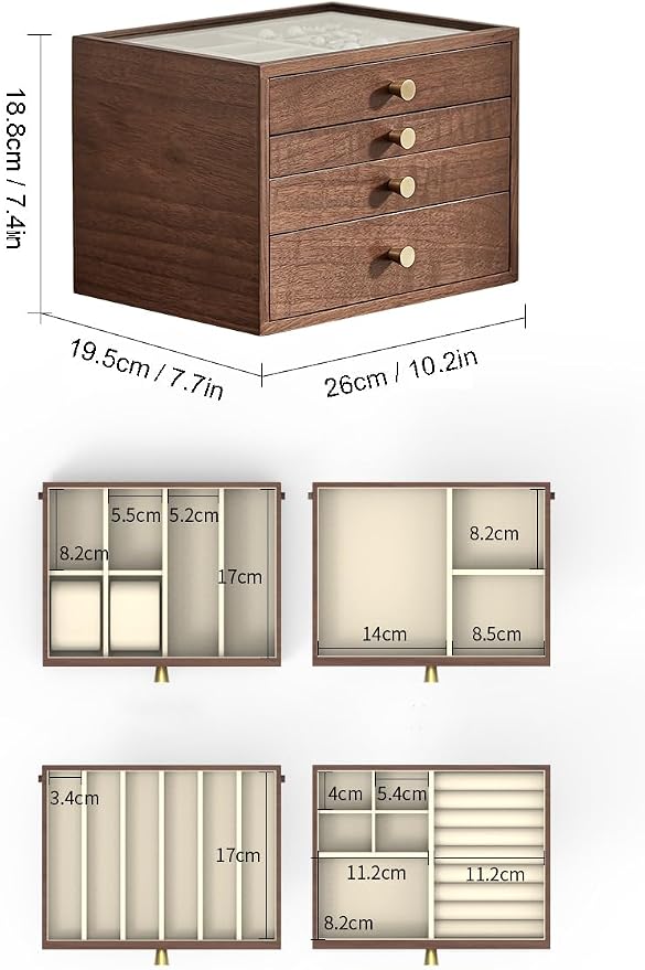 Black Walnut Wooden Jewelry Box - Image 4