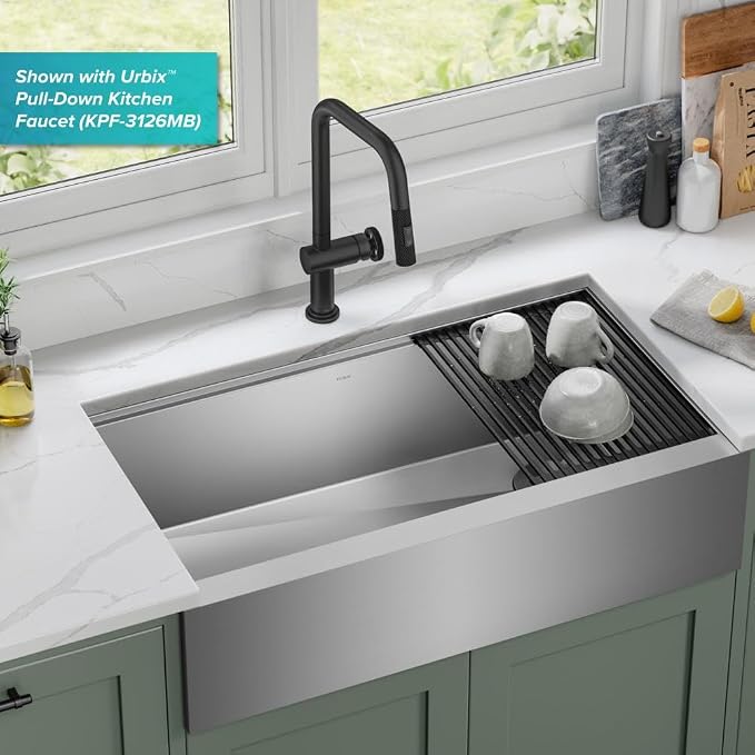 KRAUS Kore 36-Inch Modern Farmhouse Workstation 16 Gauge Single Bowl Stainless - Image 2
