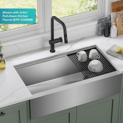 KRAUS Kore 36-Inch Modern Farmhouse Workstation 16 Gauge Single Bowl Stainless - Image 2