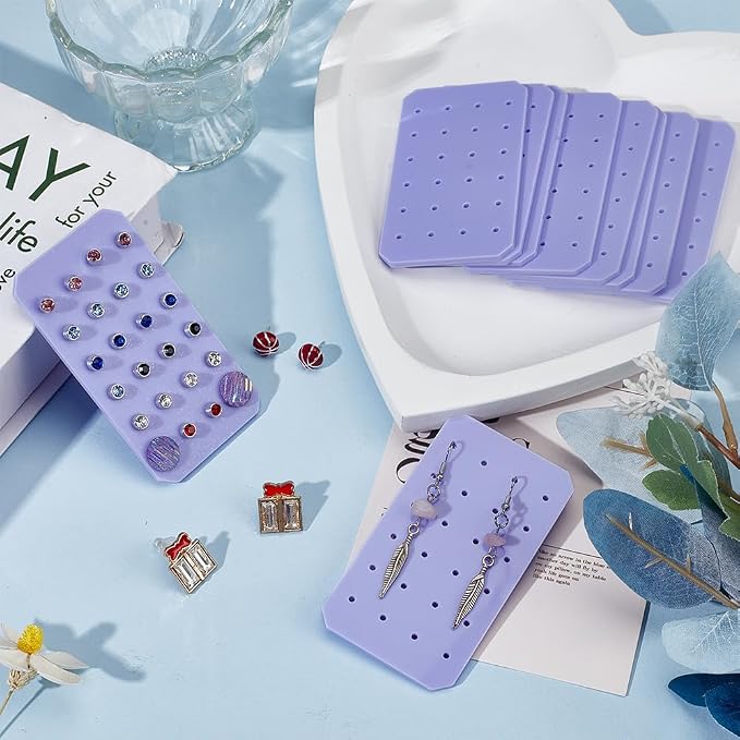 OLYCRAFT 10Pcs Portable Acrylic Earring Organizer 24 Holes Purple Acrylic - Image 4