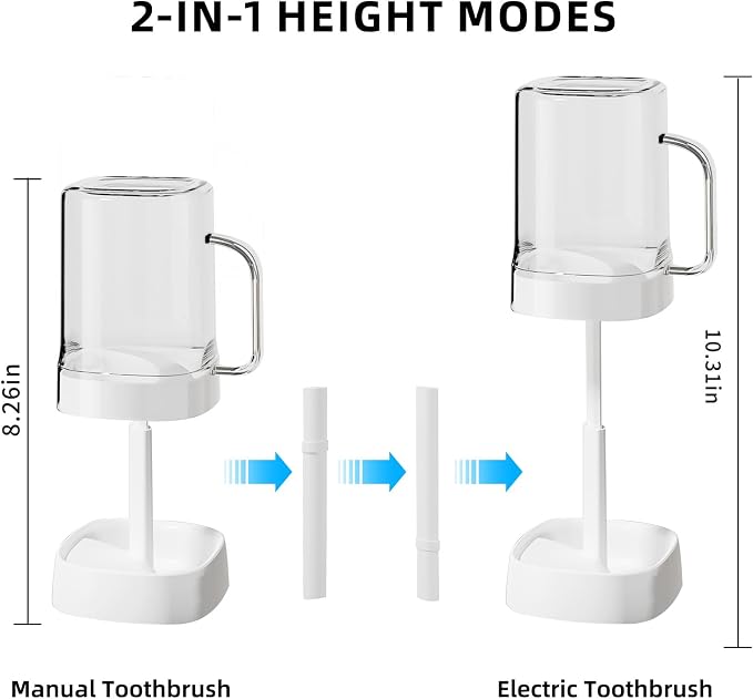 Toothbrush Holder with Cover/Cup, Bathroom Counter Organizer - Image 3