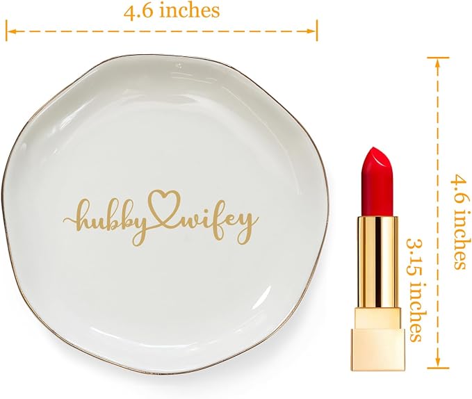 HOME SMILE Wifey Hubby Ring Dish, Unique Wedding Gifts - Image 5