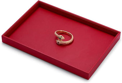 Oirlv Gorgeous Red Leather Jewelry Tray Flat Jewelry Display Tray Stackable - Image 5