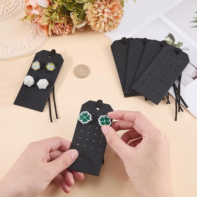 PU Leather Jewelry Earring Holders, 32 Holes, 1.2mm Cord, Stud Organizer - Image 3