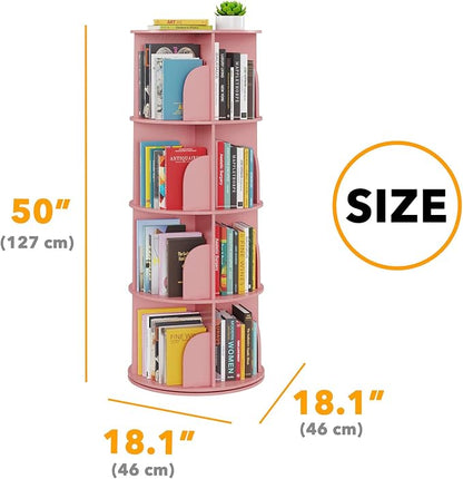 SpaceAid 4 Tier Rotating Bookshelf Tower, Spinning Bookcase Lazy Susan - Image 2