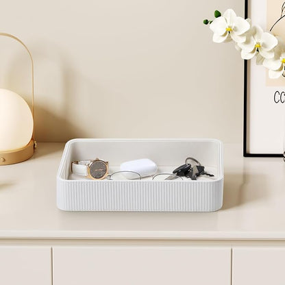 PU Leather Valet Tray Organizer, Modern Nightstand Organizer Bedside Desktop - Image 6
