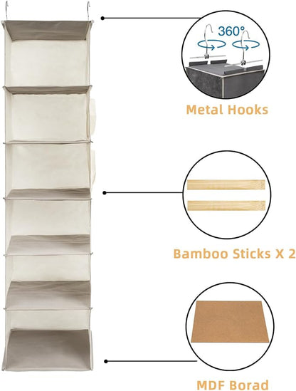 6-Shelf Hanging Closet Organizer and Storage, Collapsible Hanging Shelves - Image 4