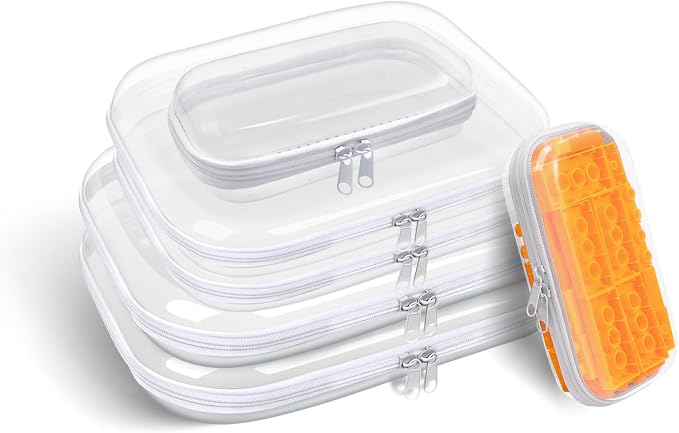 Clear Hard Plastic Zipper Case, Transparent Double Zippers Hard Pouch by Unknown
