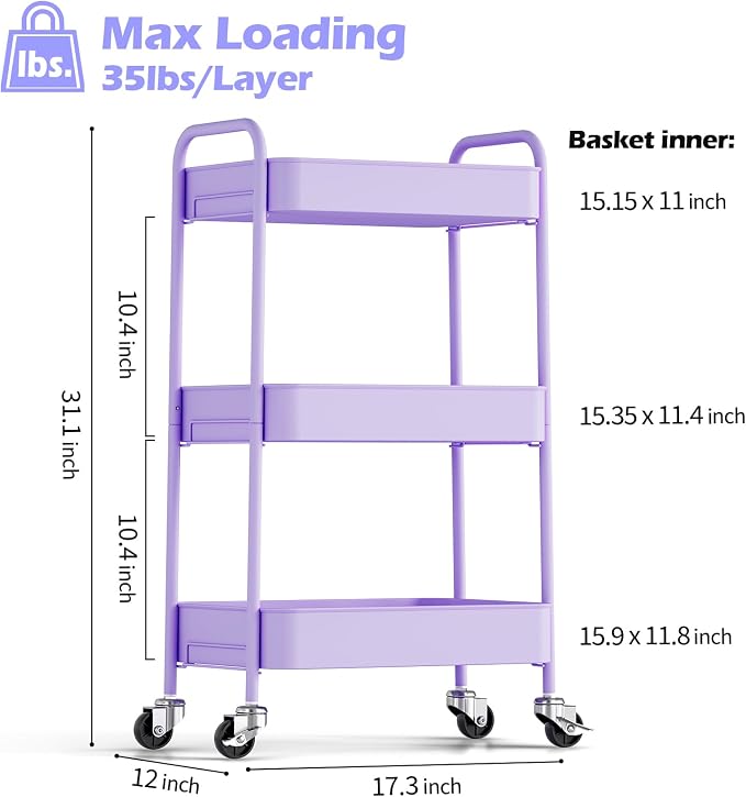 TOOLF 3-Tier Rolling Cart - Image 2