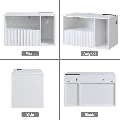 Modern Matte White Fluted Floating Nightstand - Image 9