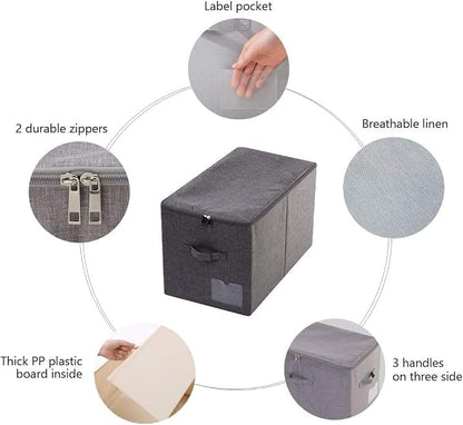 Pack of 2, Folding Clothing Wardrobe Storage Bins - Image 3