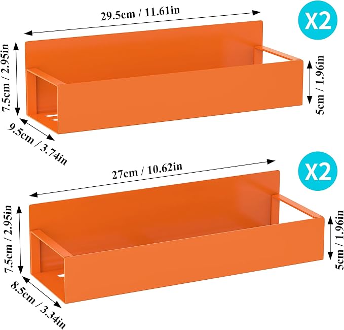 Metal Magnetic Spice Rack for Refrigerator Orange, 4 Pack | Magnetic Shelves - Image 7
