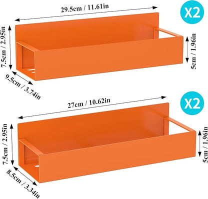 Metal Magnetic Spice Rack for Refrigerator Orange, 4 Pack | Magnetic Shelves - Image 7
