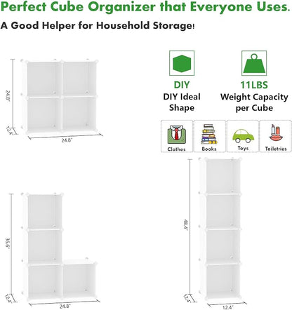 C&AHOME Plastic Cube Storage Organizer, 4-Cube Shelves Units, Milky | DIY - Image 3