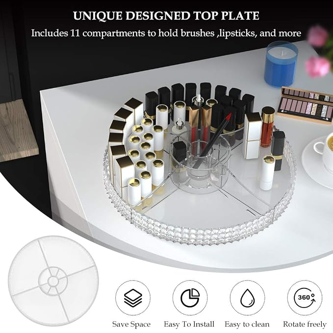 360 Degree Rotating Makeup Organizer, Extra Large Capacity Perfume Organizer - Image 4