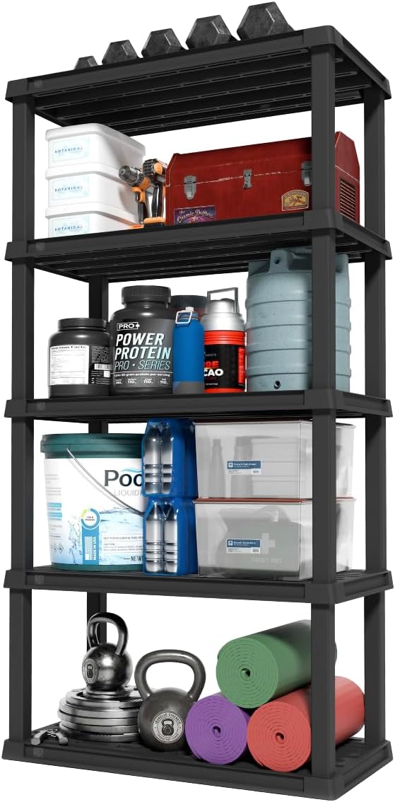 IRIS USA 5-Shelf Heavy Duty Plastic Storage Shelves, 750lb Capacity, Large by IRISUSA