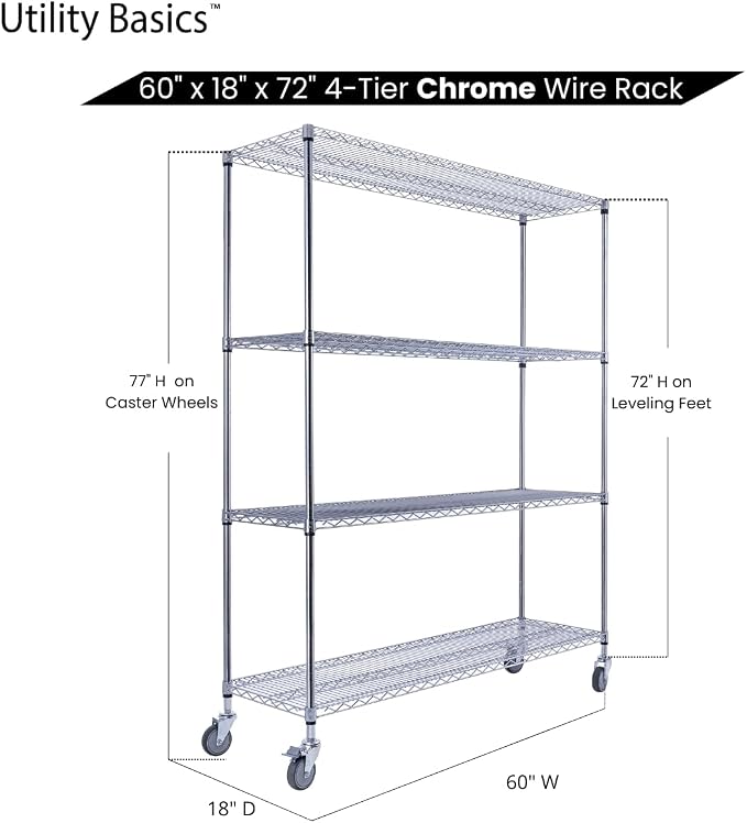NSF Commercial 4-Tier Wire Shelving - Image 7