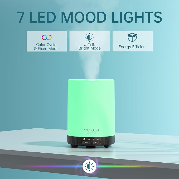ASAKUKI 300ML Essential Oil Diffuser, Quiet 5-in-1 Premium Humidifier, Home - Image 3