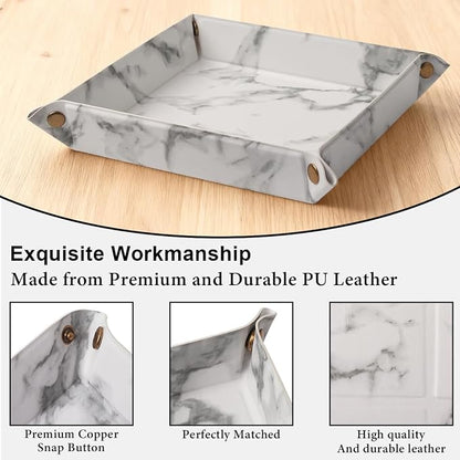 Valet Tray Desktop Storage Organizer – Premium PU Leather Catchall Bedside - Image 4