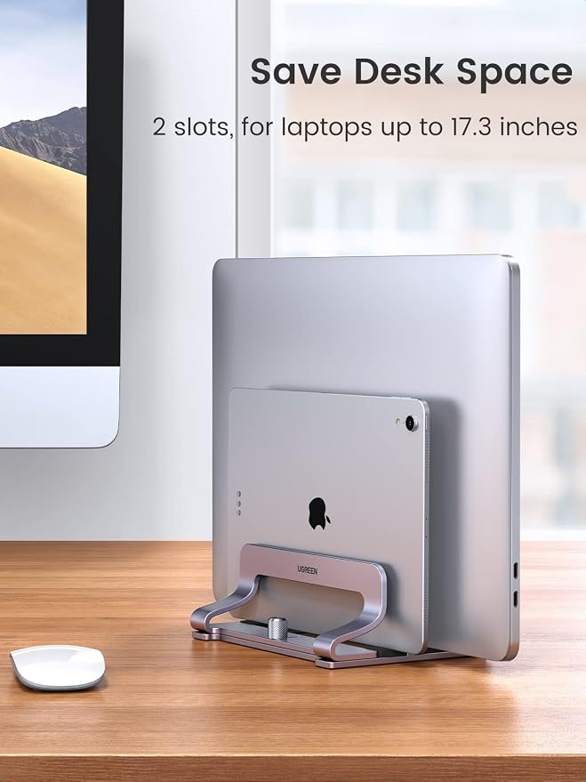 UGREEN 2-Slot Vertical Laptop Stand Holder Desk Compatible - Image 2