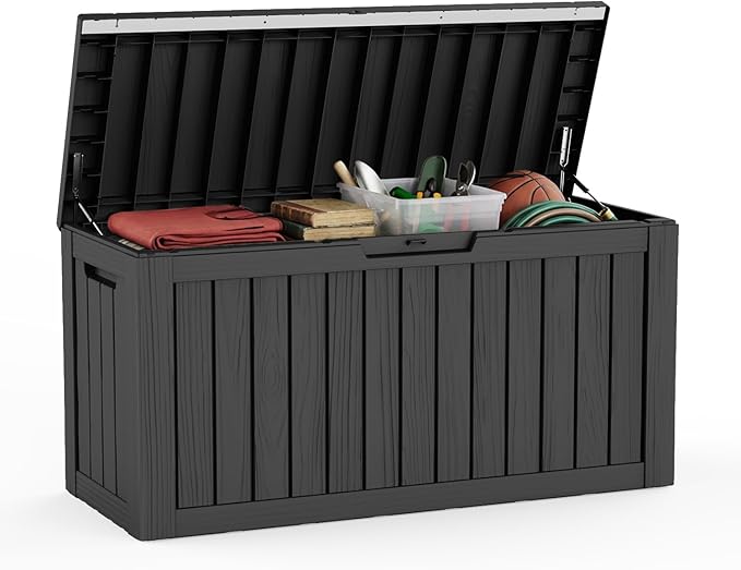 DRATO 85 Gallon Outdoor Deck Box, Weather-Resistant Resin Patio Storage Box by DRATOprovidesawarmandcozy