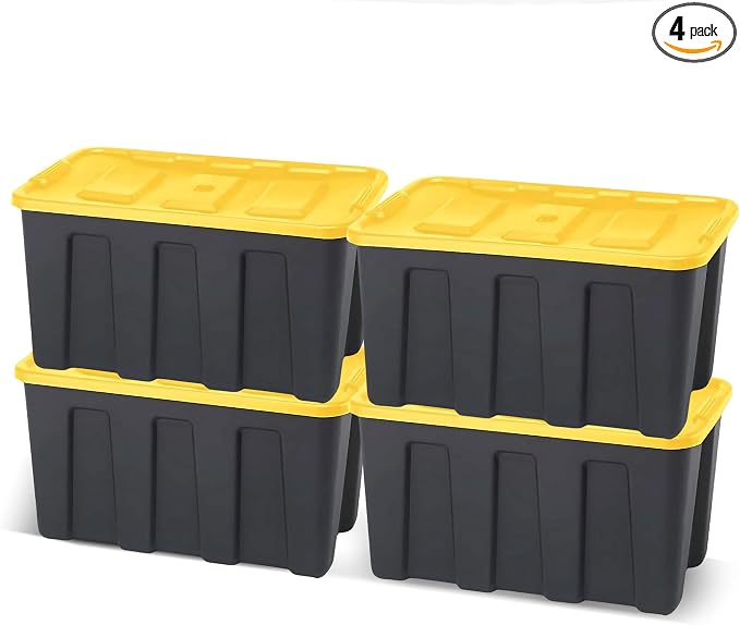 HOMZ 4-Pack Durabilt Tote, Heavy Duty Plastic Storage Bins by Homz