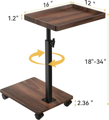 C Table End Table Adjustable Height, 360°Swivel TV Tray Table - Image 2