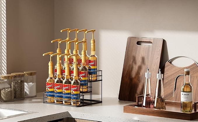 12 Bottle Capacity Coffee Syrup Organizer 3 Tier Coffee Syrup Stand Shelf - Image 6